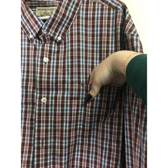 Duluth Trading Co. Red Plaid Long-sleeve Button Down Men's 2XL - Picture 3 of 6